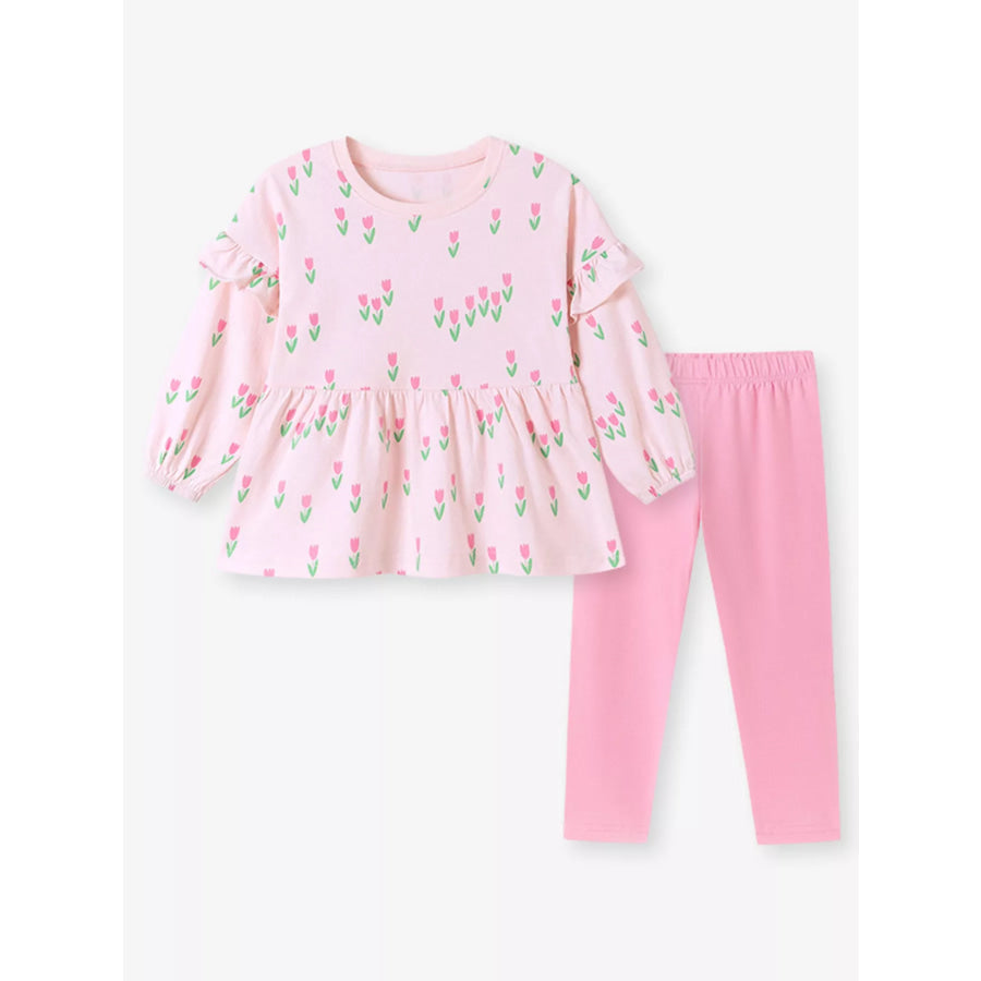 Children’s Floral Print Peplum Top and Leggings Set Apparel and Accessories