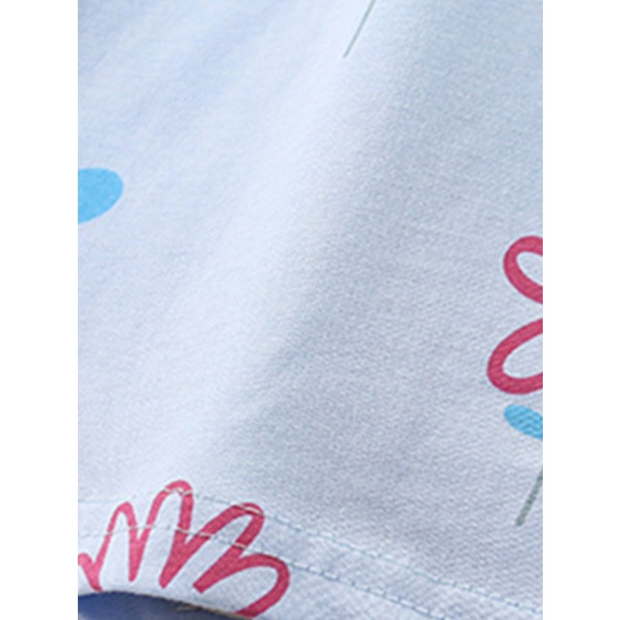 Children’s Floral Print Round Neck Tee and Shorts Set Apparel and Accessories