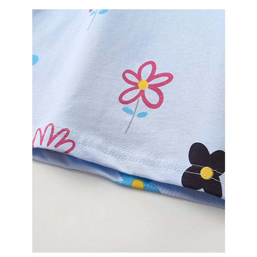 Children’s Floral Print Round Neck Top and Shorts Set Apparel and Accessories