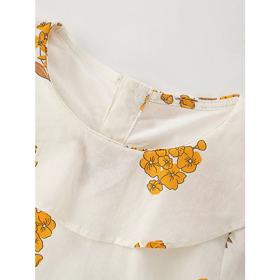 Children’s Floral Print Ruffle Collar Dress Apparel and Accessories