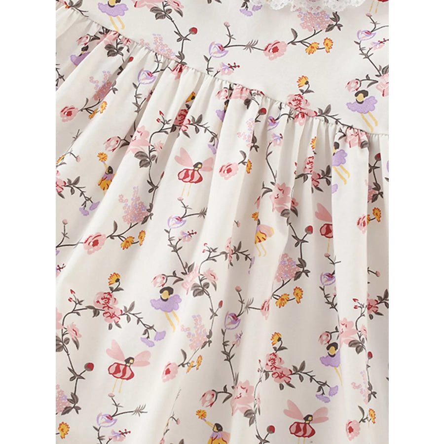 Children’s Floral Print Ruffle Collar Dress Apparel and Accessories