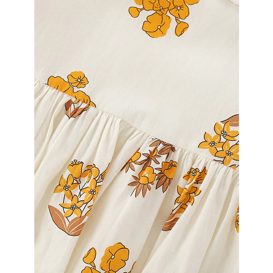 Children’s Floral Print Ruffle Collar Dress Apparel and Accessories