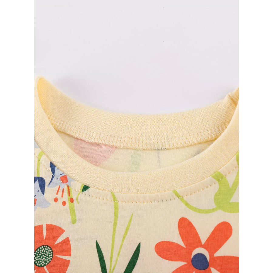 Children’s Floral Print Ruffle Hem Top & Capri Leggings Set Apparel and Accessories