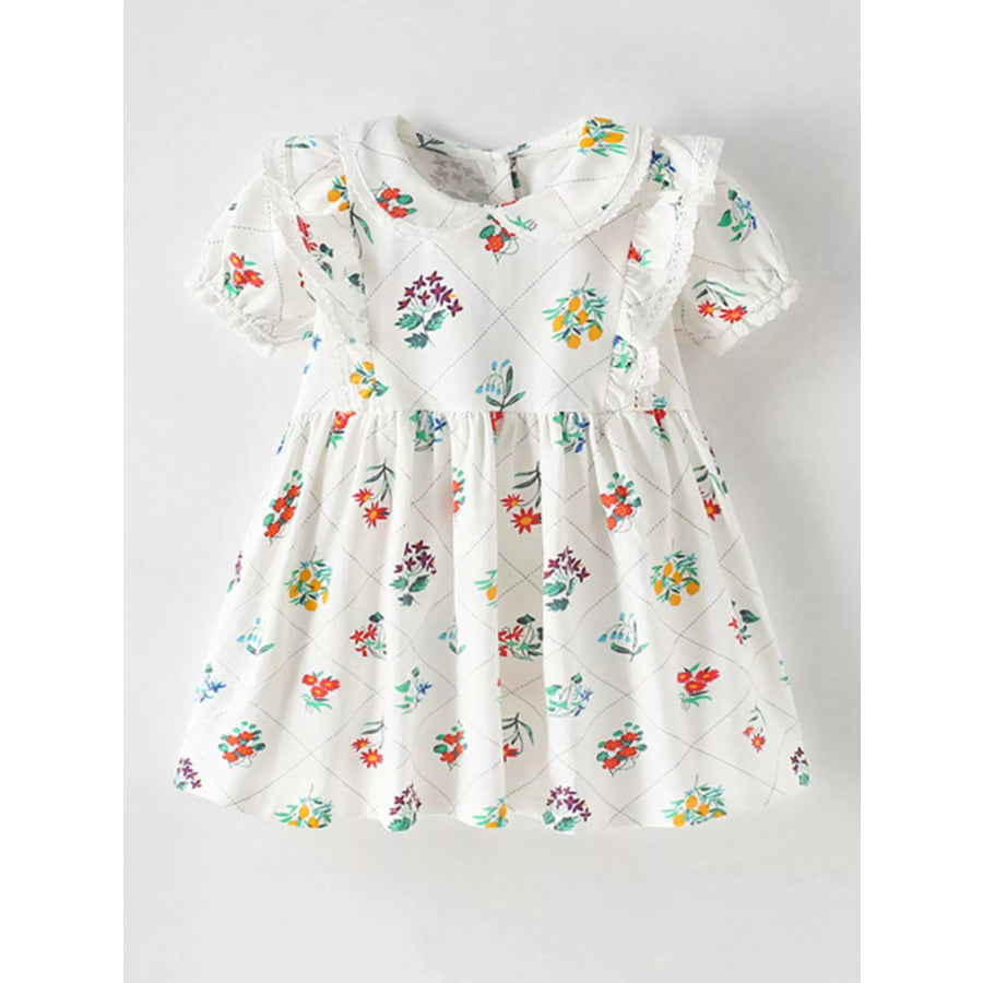 Children’s Floral Print Ruffle Peter Pan Collar Dress Apparel and Accessories
