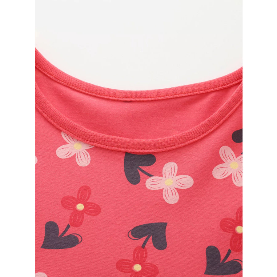 Children’s Floral Print Ruffle Sleeve Casual Dress Apparel and Accessories