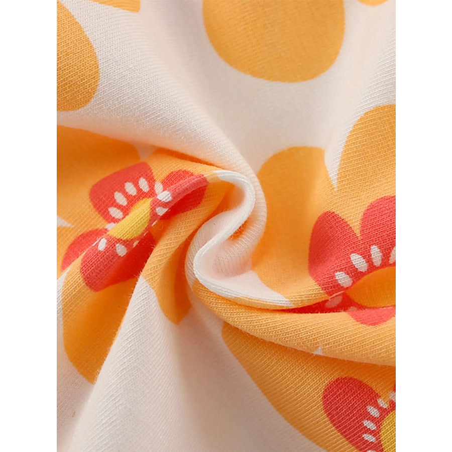 Children’s Floral Print Ruffle Sleeve Casual Dress Apparel and Accessories