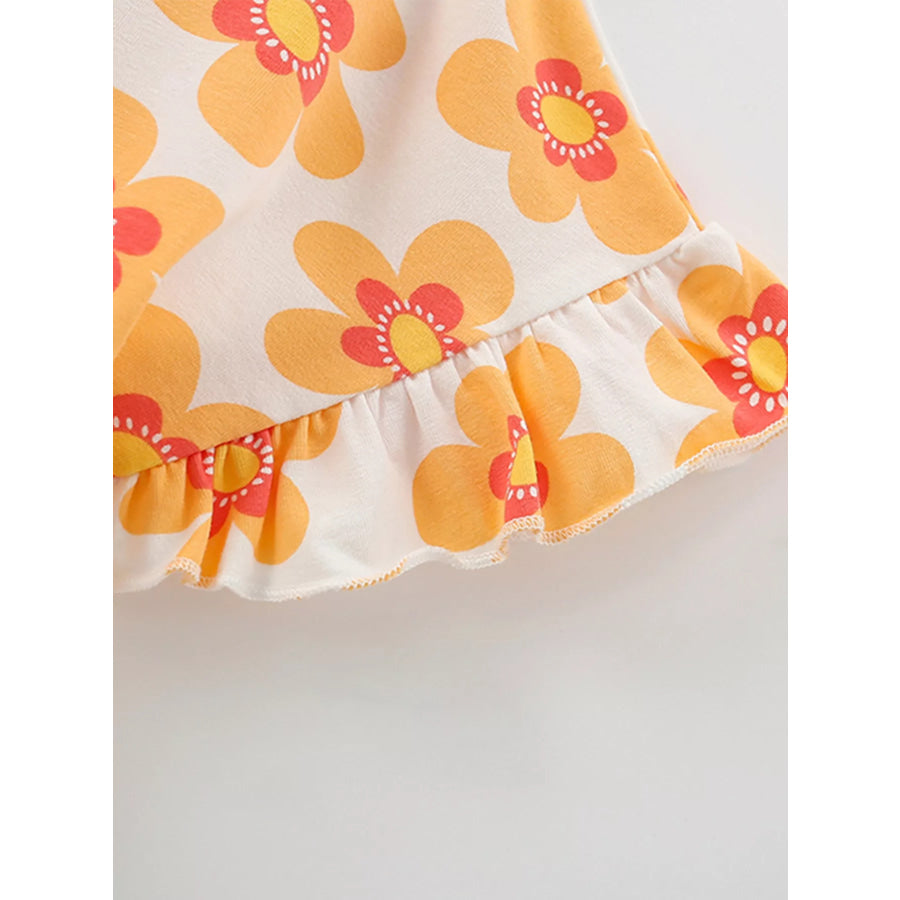 Children’s Floral Print Ruffle Sleeve Casual Dress Apparel and Accessories
