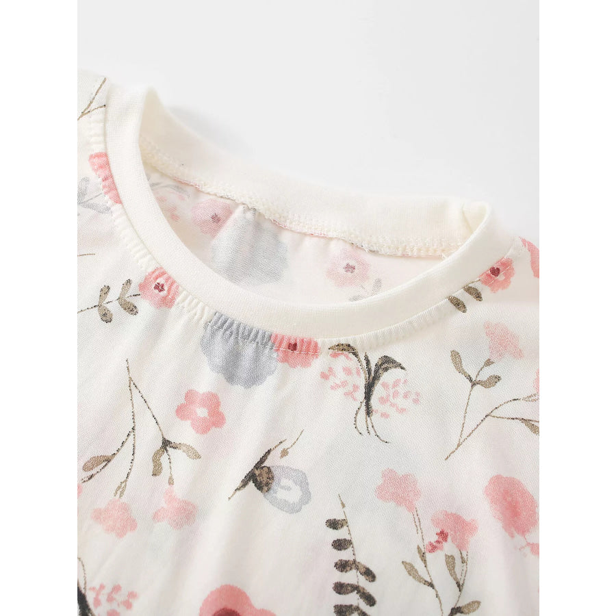 Children’s Floral Print Ruffle-Sleeve Crew Neck Sweatshirt Apparel and Accessories