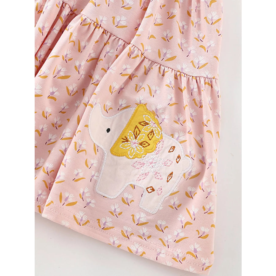 Children’s Floral Print Ruffle Sleeve Tiered Dress Apparel and Accessories