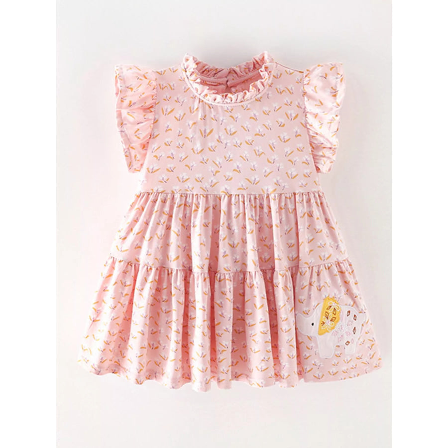 Children’s Floral Print Ruffle Sleeve Tiered Dress Apparel and Accessories