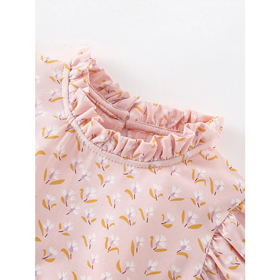 Children’s Floral Print Ruffle Sleeve Tiered Dress Apparel and Accessories