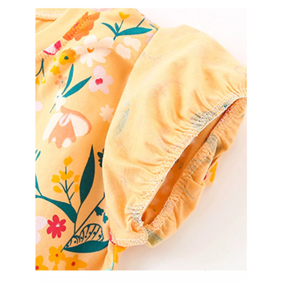 Children’s Floral Print Ruffle Trim T-Shirt and Shorts Set Apparel and Accessories