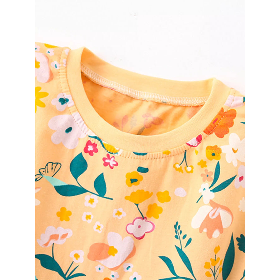 Children’s Floral Print Ruffle Trim T-Shirt and Shorts Set Apparel and Accessories
