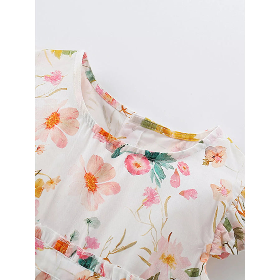 Children’s Floral Print Ruffled Sleeve Dress Apparel and Accessories