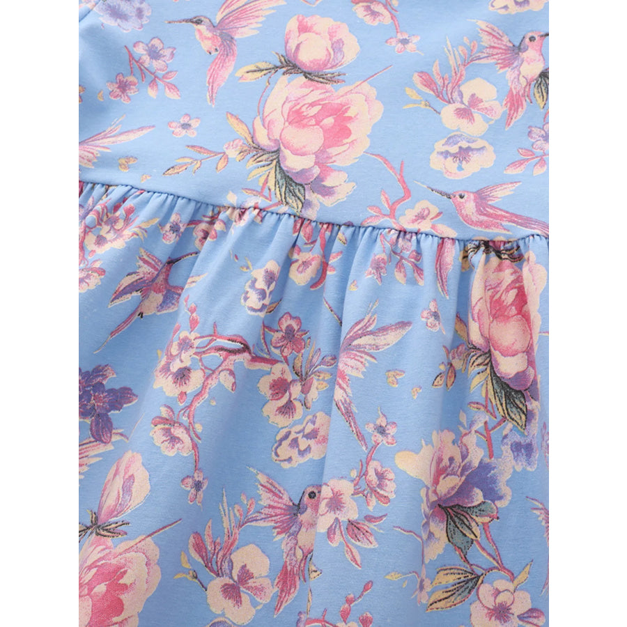 Children’s Floral Print Short Sleeve Casual Dress Apparel and Accessories