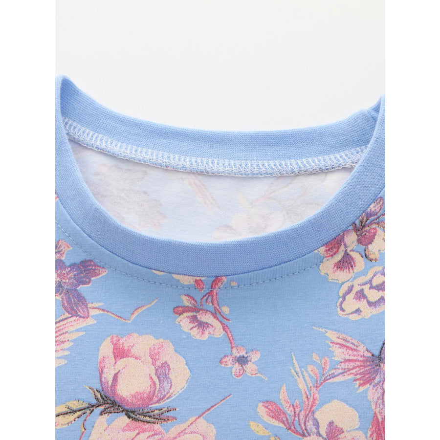 Children’s Floral Print Short Sleeve Casual Dress Apparel and Accessories