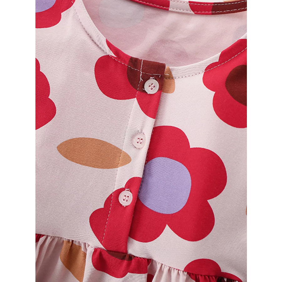 Children’s Floral Print Short Sleeve Dress Apparel and Accessories