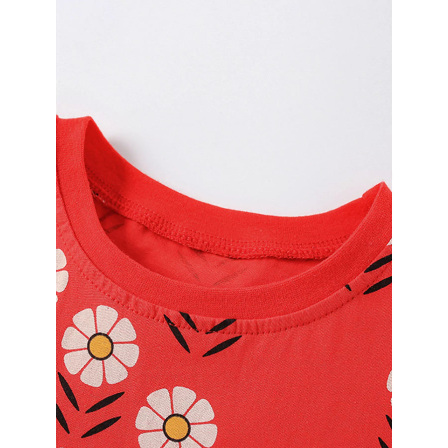 Children’s Floral Print Short Sleeve Dress Apparel and Accessories