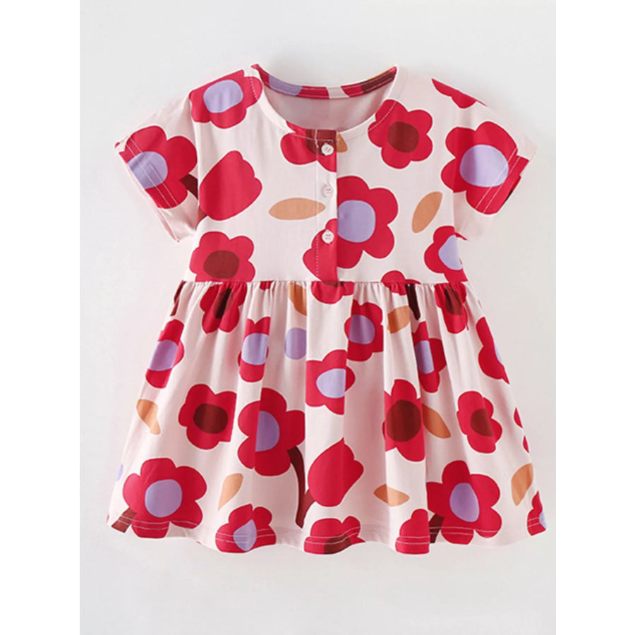 Children’s Floral Print Short Sleeve Dress Apparel and Accessories