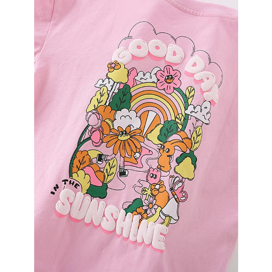 Children’s Floral Print Short Sleeve T-Shirt & Shorts Set Apparel and Accessories