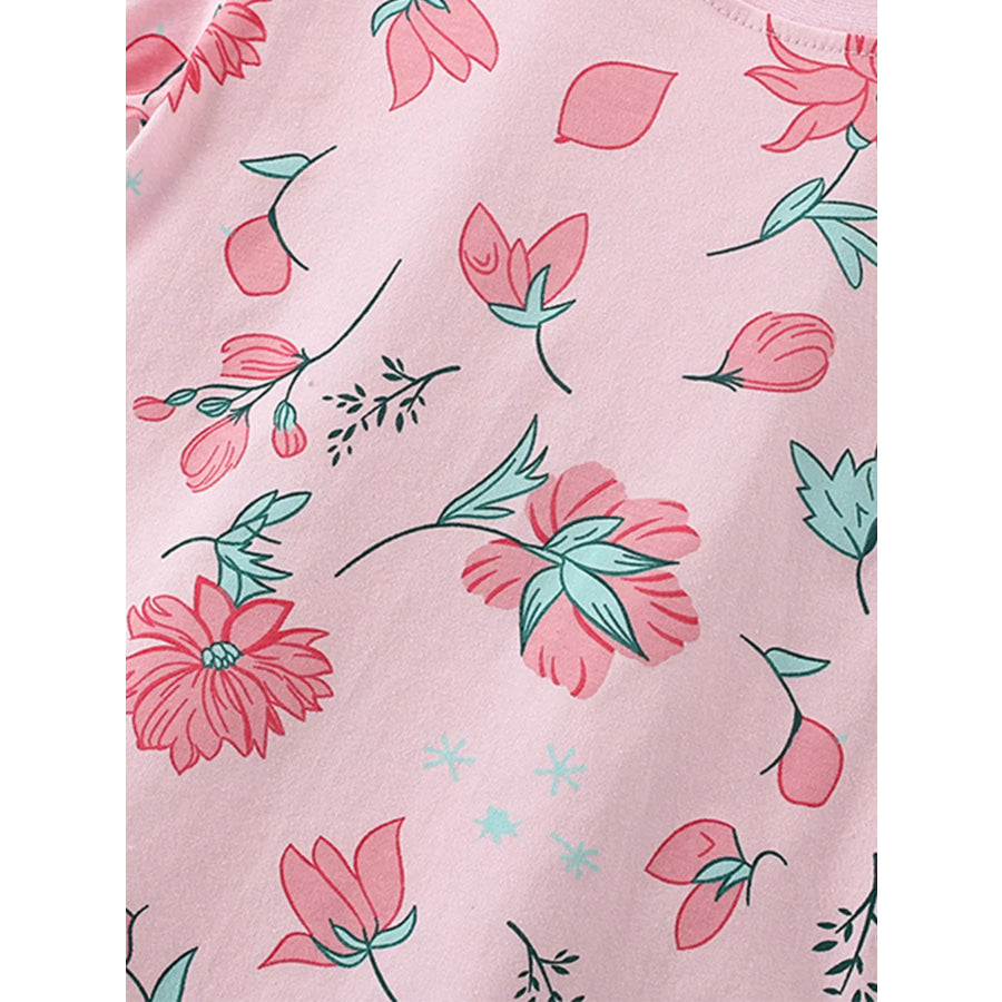 Children’s Floral Print Short Sleeve Tee and Shorts Set Apparel and Accessories