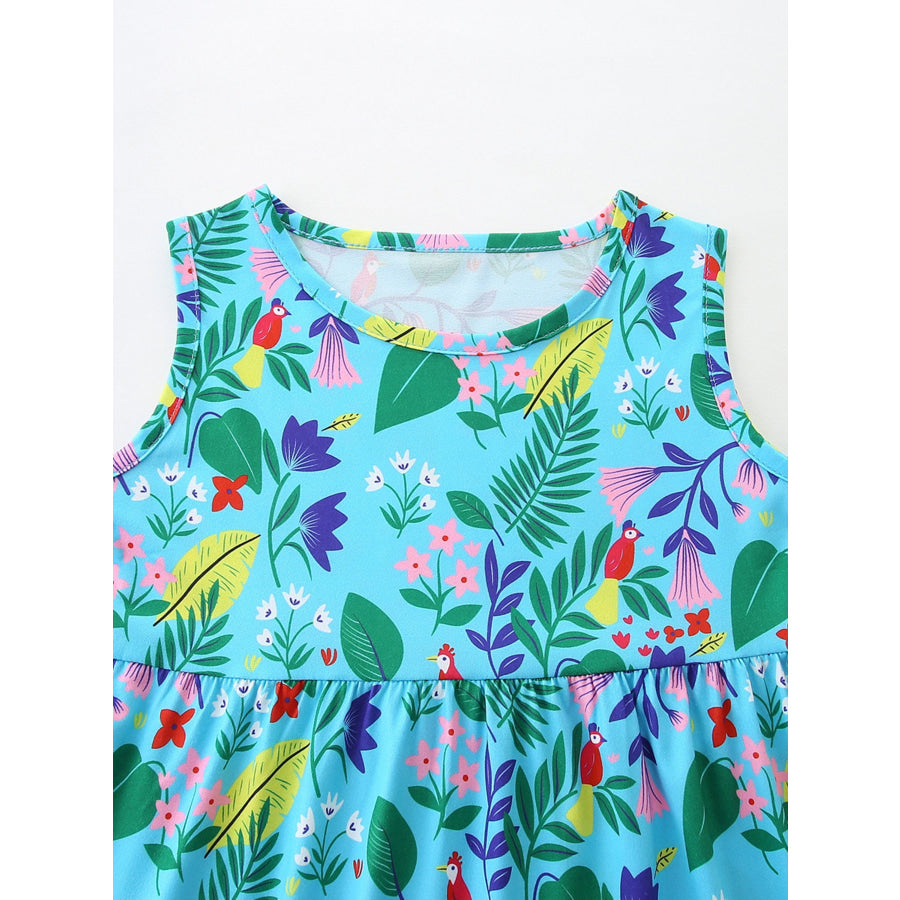 Children’s Floral Print Sleeveless Casual Dress Apparel and Accessories