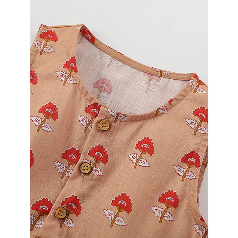 Children’s Floral Print Sleeveless Ruffle Dress Apparel and Accessories