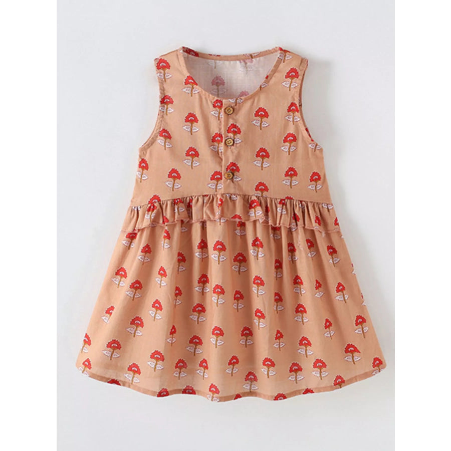 Children’s Floral Print Sleeveless Ruffle Dress Apparel and Accessories