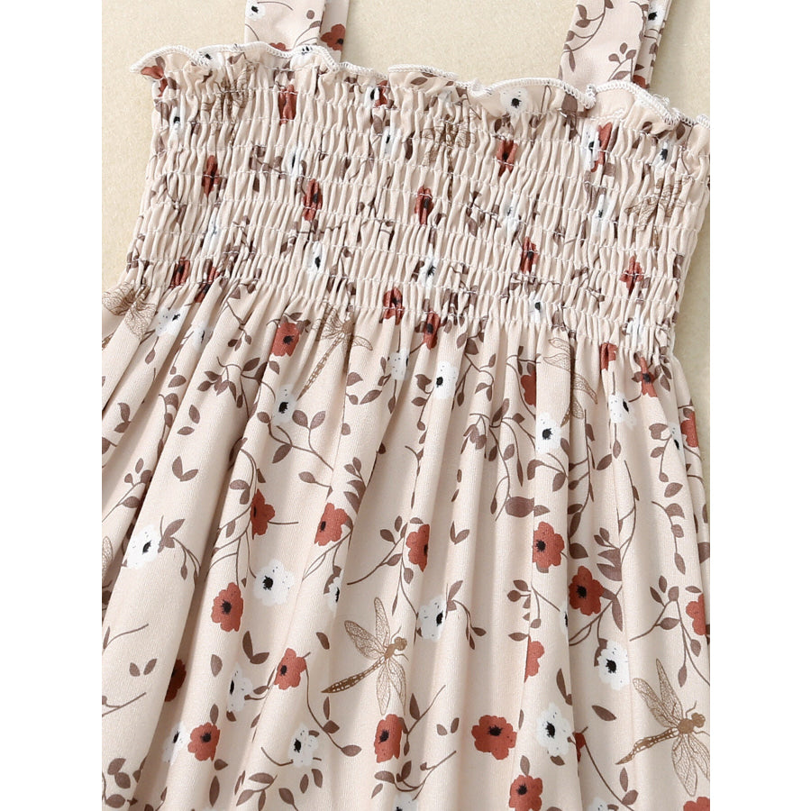 Children’s Floral Print Smocked Jumpsuit Apparel and Accessories