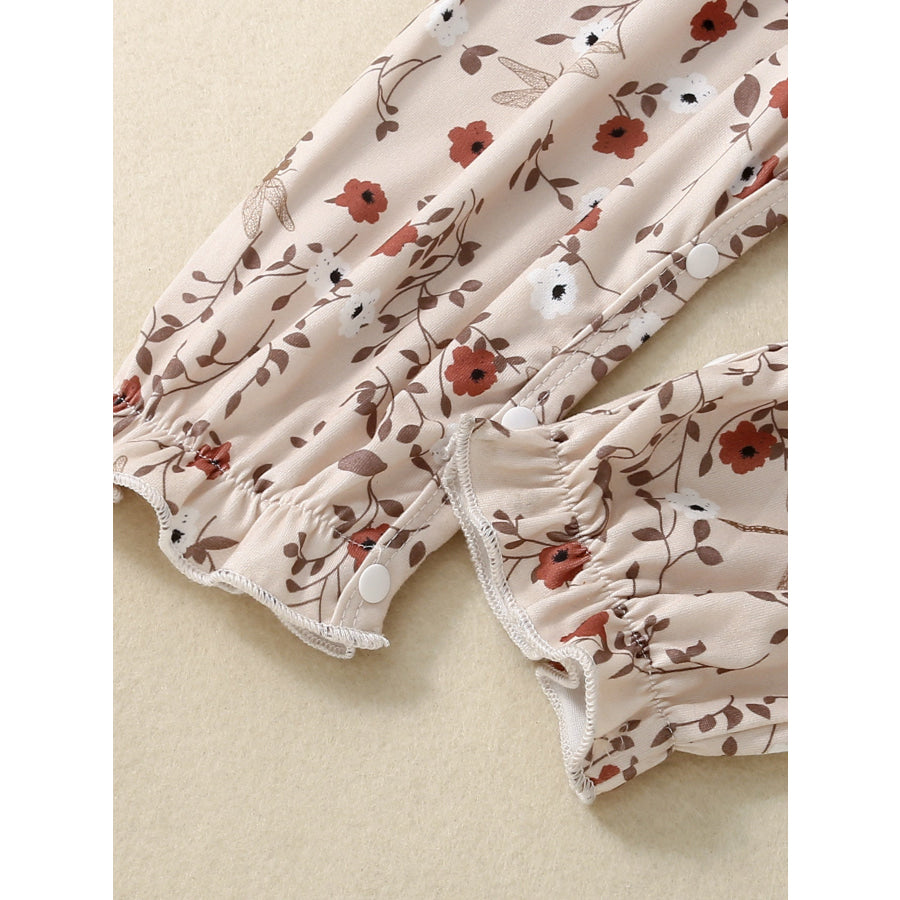 Children’s Floral Print Smocked Jumpsuit Apparel and Accessories