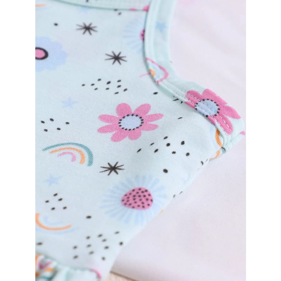 Children’s Floral Print Spaghetti Strap A-Line Dress Apparel and Accessories
