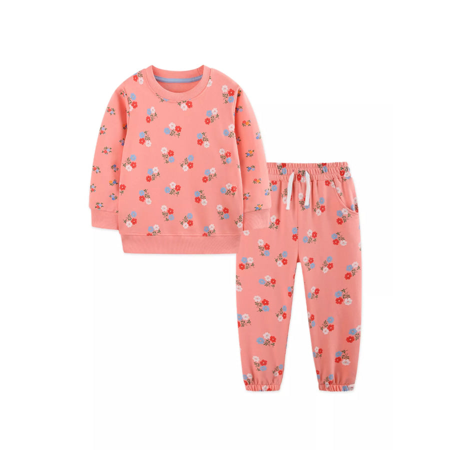 Children’s Floral Print Sweatshirt and Pants Set Apparel Accessories