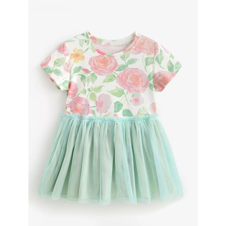 Children’s Floral Print Tulle Dress Apparel and Accessories