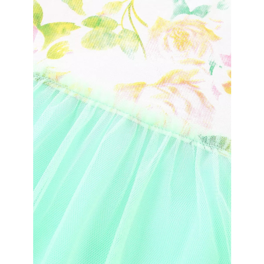 Children’s Floral Print Tulle Dress Apparel and Accessories