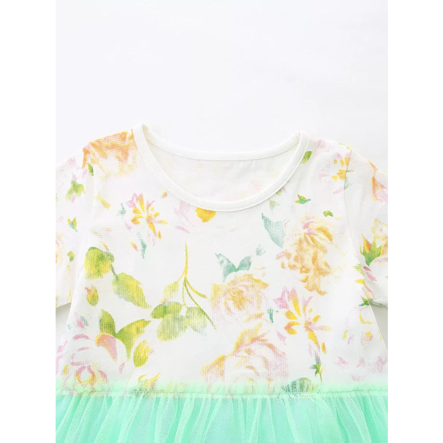 Children’s Floral Print Tulle Dress Apparel and Accessories
