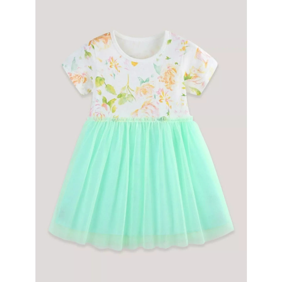 Children’s Floral Print Tulle Dress Apparel and Accessories