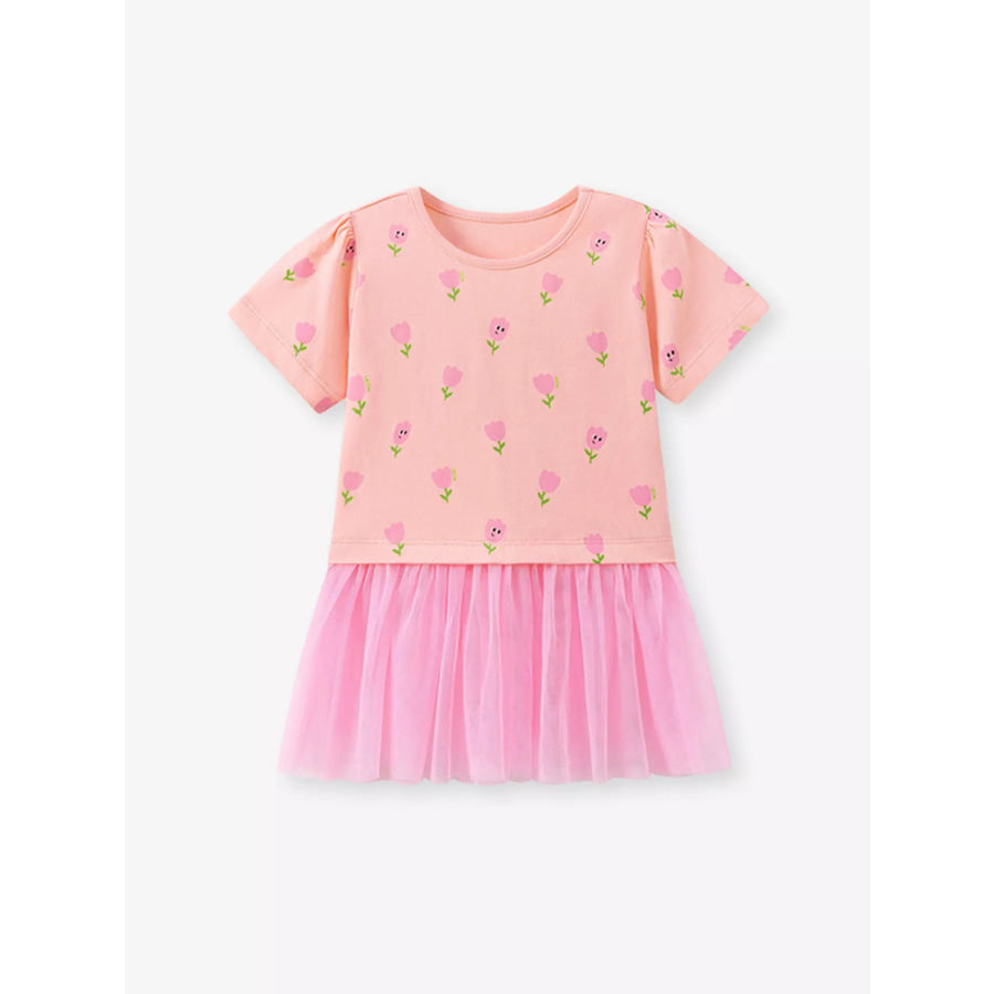 Children’s Floral Print Tulle Layered Dress Apparel and Accessories