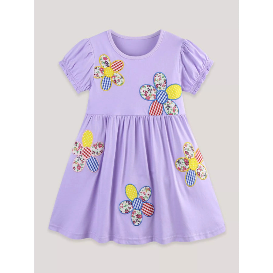 Children’s Floral Puff Sleeve Casual Dress Apparel and Accessories