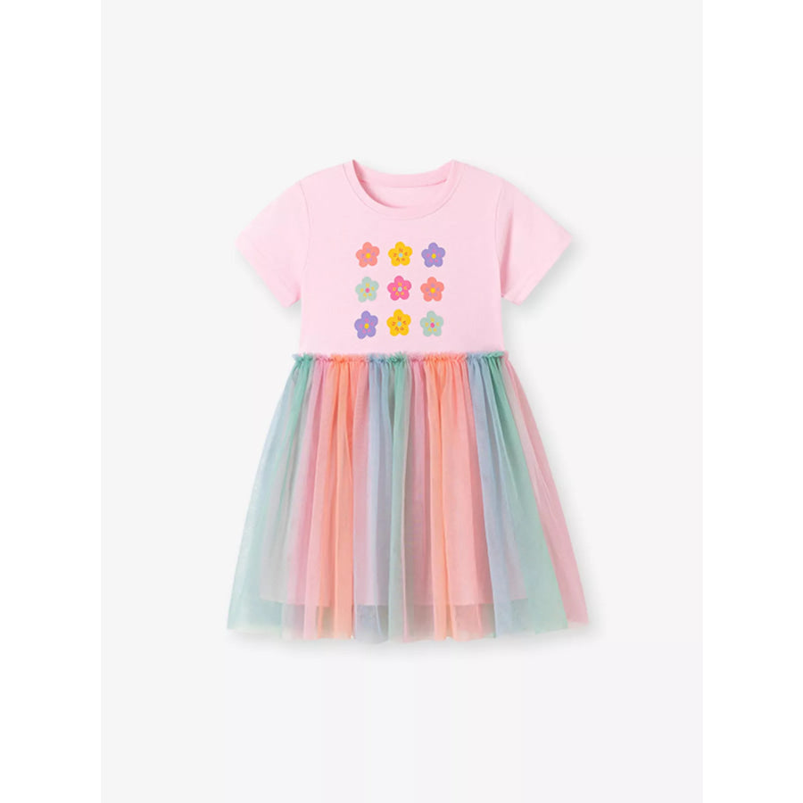 Children’s Floral Rainbow Tulle Dress Apparel and Accessories