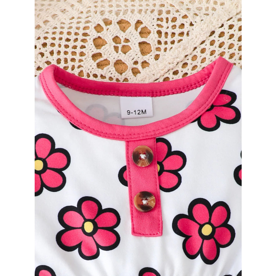 Children’s Floral Ruffle Peplum Top and Leggings Set with Headband Rose Red / 9-12M Apparel Accessories