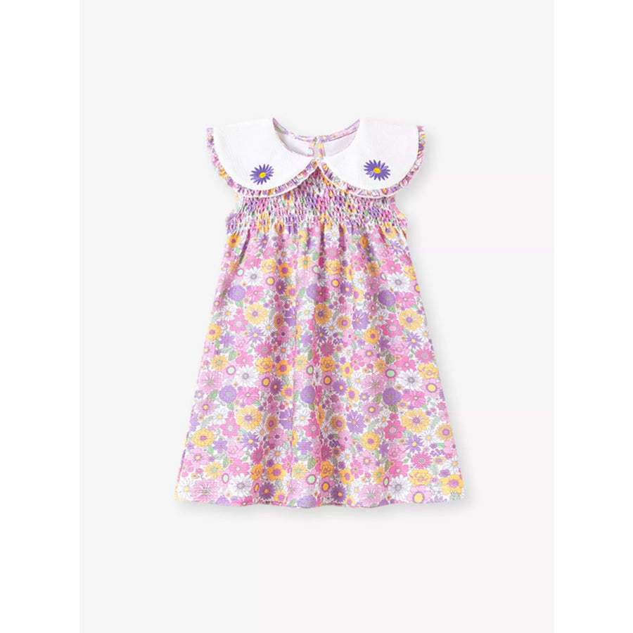 Children’s Floral Smocked Peter Pan Collar Dress Apparel and Accessories