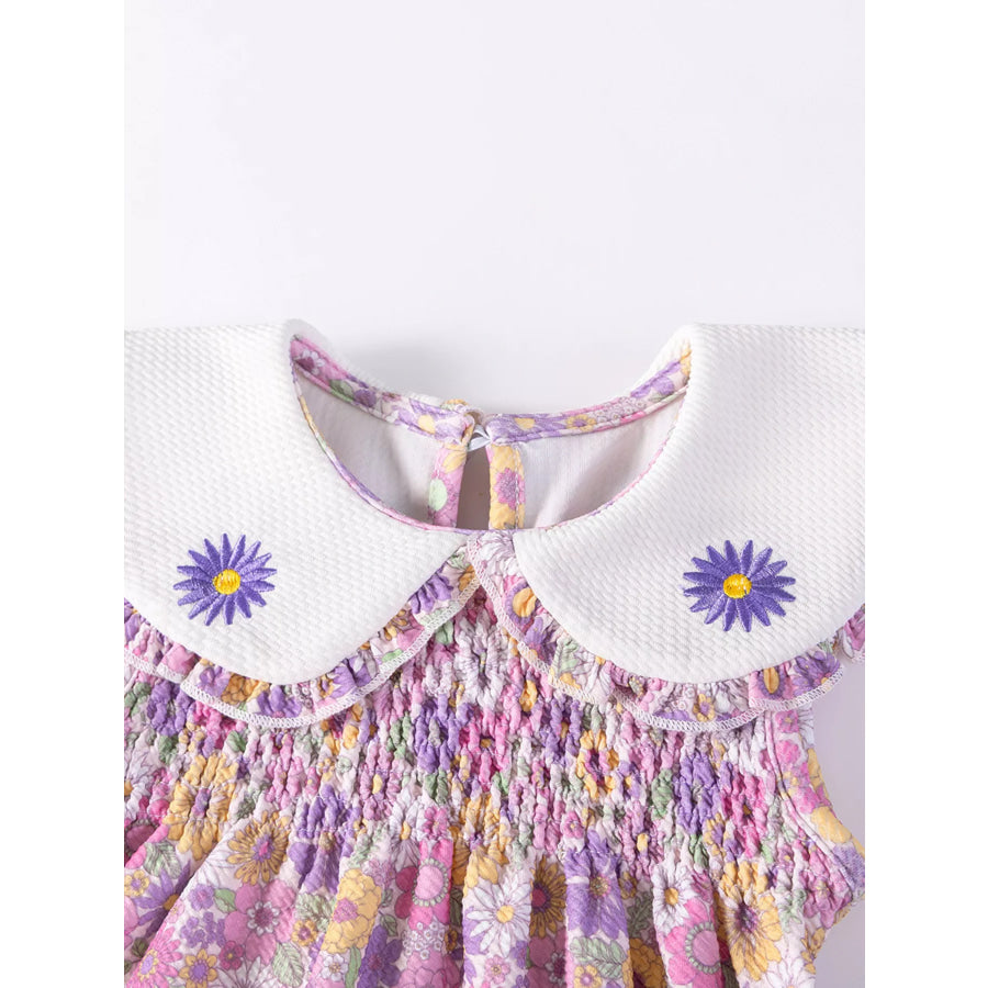 Children’s Floral Smocked Peter Pan Collar Dress Apparel and Accessories