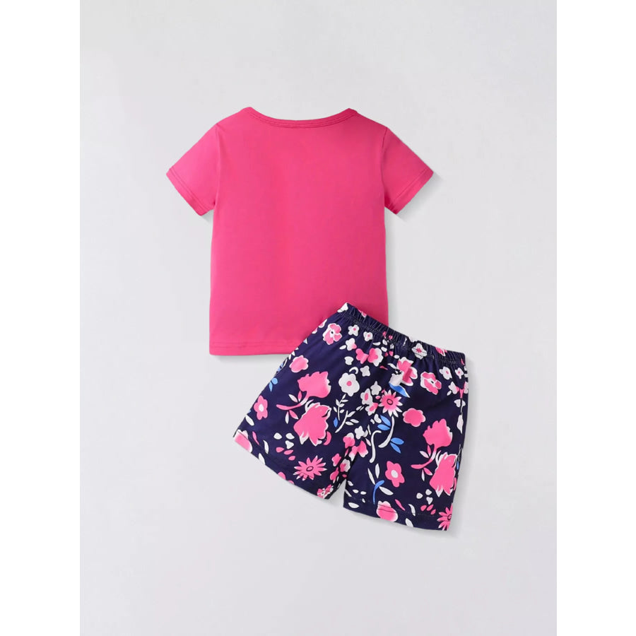 Children’s Floral Sunglasses Tee and Shorts Set Apparel and Accessories