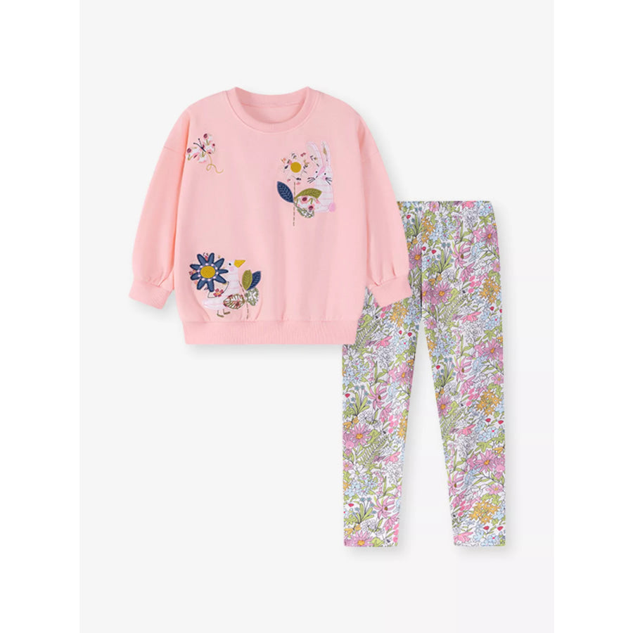 Children’s Floral Sweatshirt & Leggings Set Apparel and Accessories