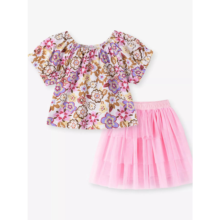 Children’s Floral Top and Tulle Skirt Set Apparel and Accessories