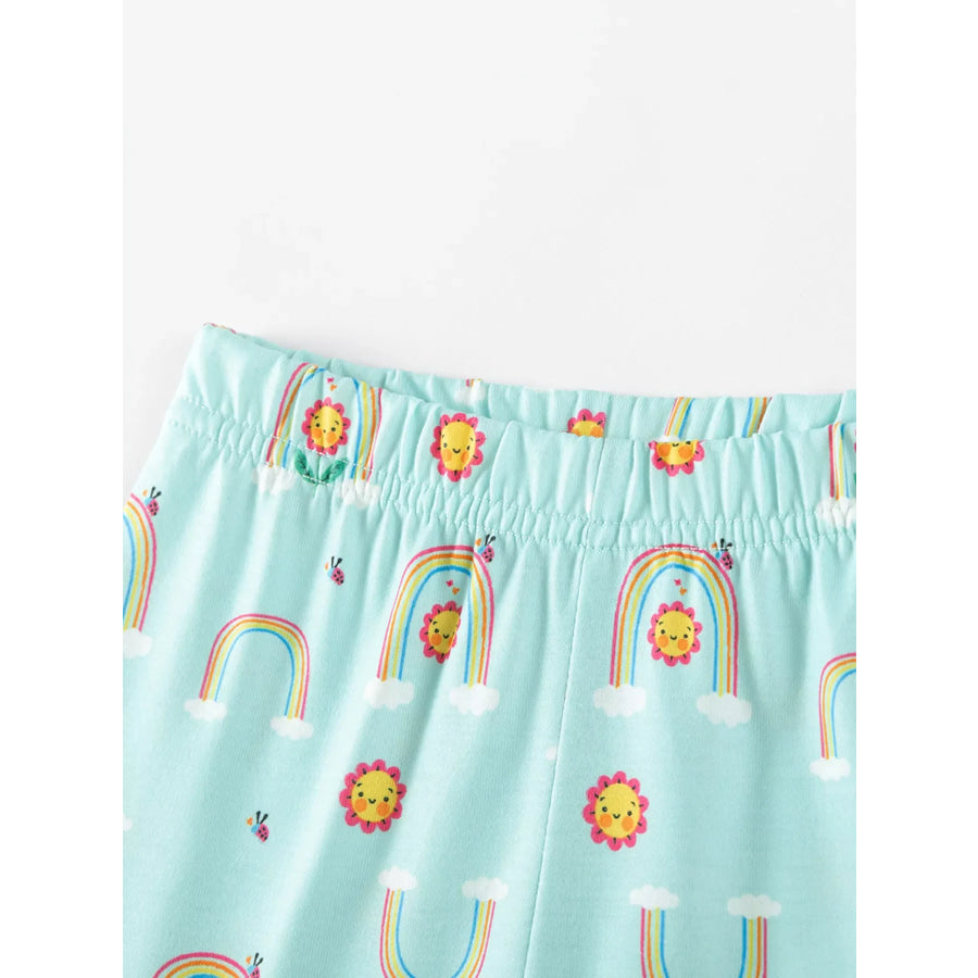 Children’s Flower Appliqué Top & Rainbow Print Capri Set Apparel and Accessories