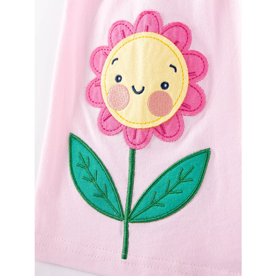 Children’s Flower Appliqué Top & Rainbow Print Capri Set Apparel and Accessories
