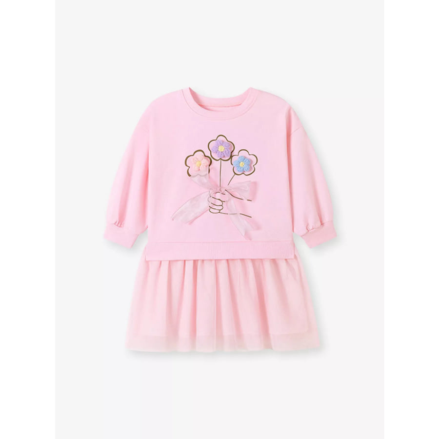 Children’s Flower Applique Tulle Dress Apparel and Accessories