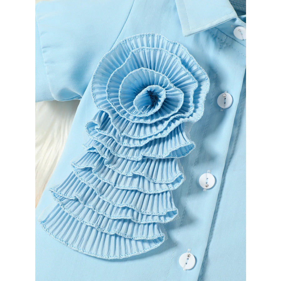 Children’s Flower Decor Shirt & Pleated Skirt Set Apparel and Accessories