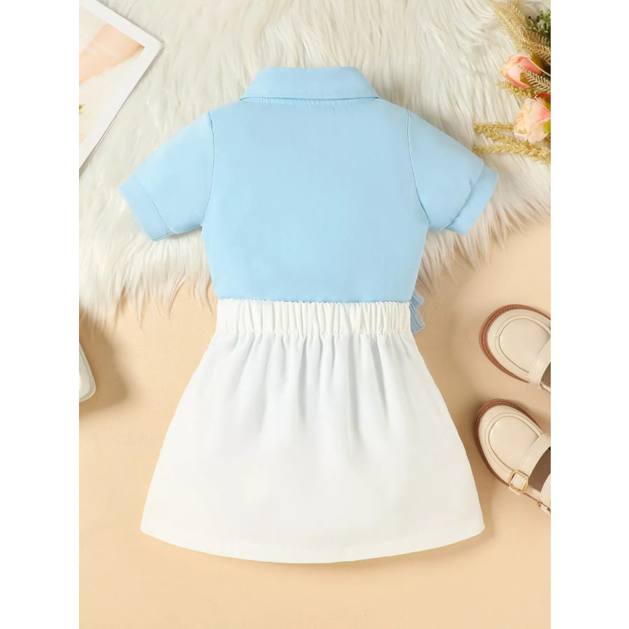 Children’s Flower Decor Shirt & Pleated Skirt Set Apparel and Accessories